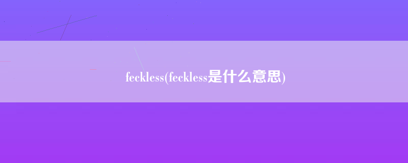 feckless(feckless是什么意思)