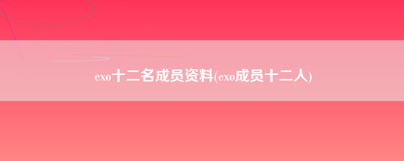 exo十二名成员资料(exo成员十二人)