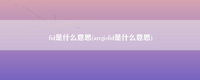 fid是什么意思(arcgisfid是什么意思)