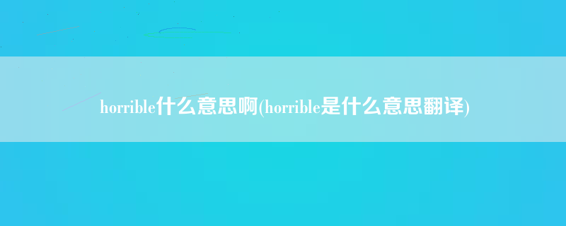 horrible什么意思啊(horrible是什么意思翻译)