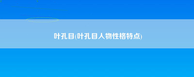 叶孔目(叶孔目人物性格特点)