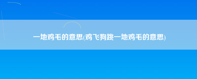 一地鸡毛的意思(鸡飞狗跳一地鸡毛的意思)