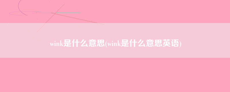 wink是什么意思(wink是什么意思英语)