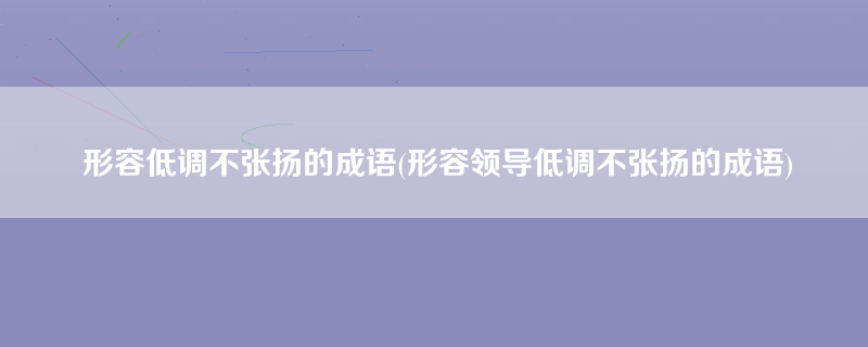 形容低调不张扬的成语(形容领导低调不张扬的成语)