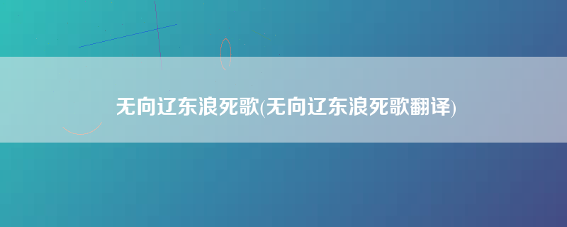 无向辽东浪死歌(无向辽东浪死歌翻译)