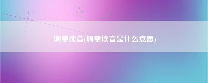 调羹读音(调羹读音是什么意思)