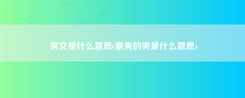 爽文是什么意思(豪爽的爽是什么意思)