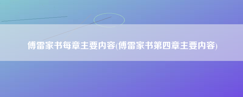 傅雷家书每章主要内容(傅雷家书第四章主要内容)