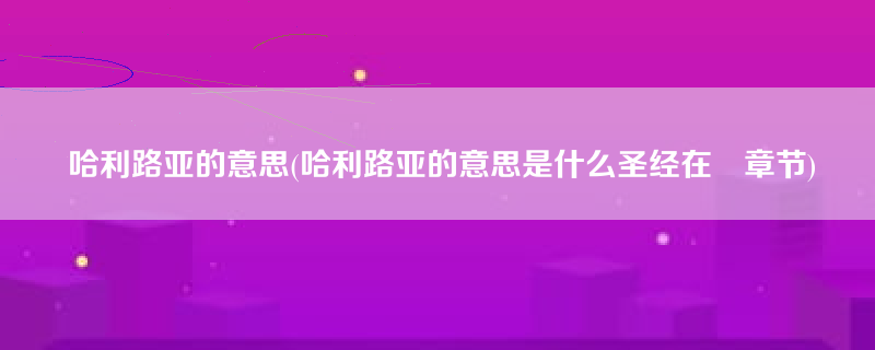 哈利路亚的意思(哈利路亚的意思是什么圣经在啣章节)