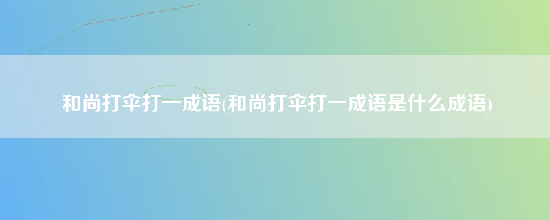 和尚打伞打一成语(和尚打伞打一成语是什么成语)