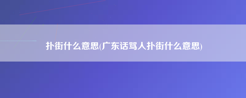 扑街什么意思(广东话骂人扑街什么意思)