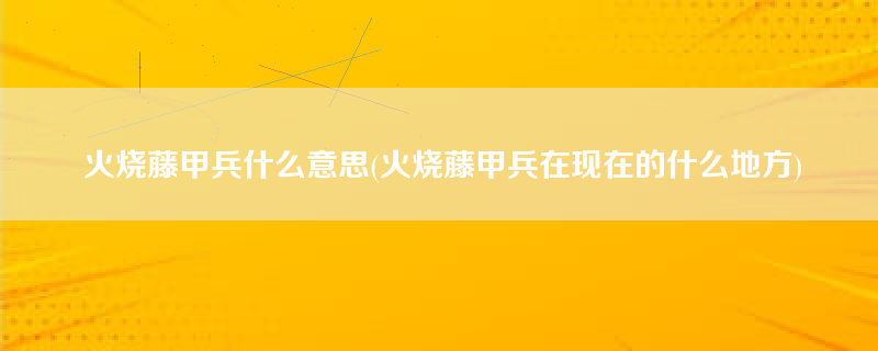 火烧藤甲兵什么意思(火烧藤甲兵在现在的什么地方)