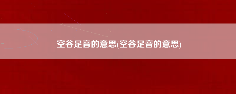 空谷足音的意思(空谷足音的意思)