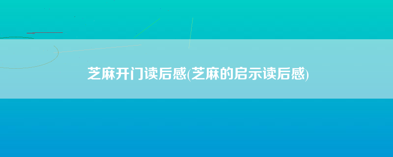 芝麻开门读后感(芝麻的启示读后感)