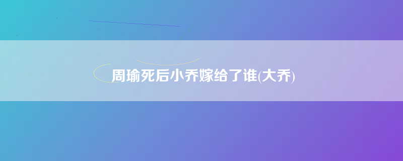 周瑜死后小乔嫁给了谁(大乔)