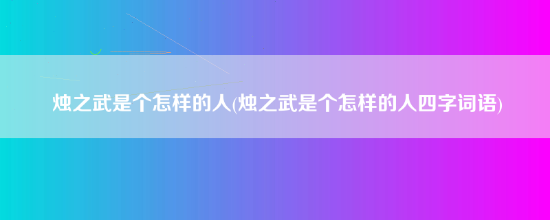 烛之武是个怎样的人(烛之武是个怎样的人四字词语)